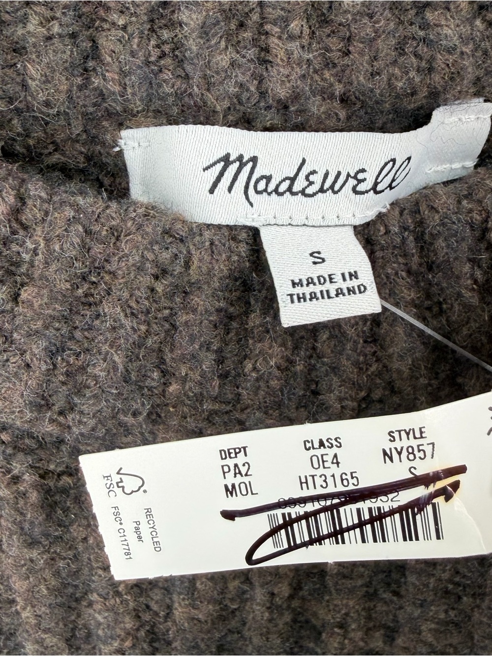 Madewell Super Soft Ribbed Cotton Blend Sweater in molasses Size S - Picture 4 of 8